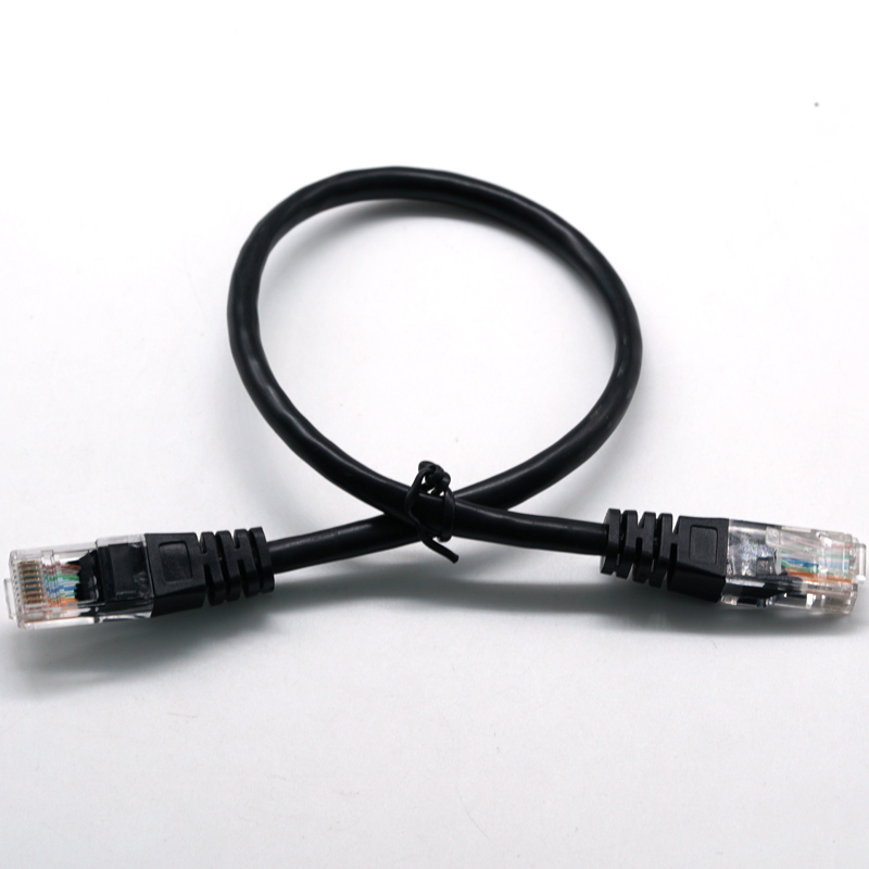 RJ45 8PIN Transparent Head 24/26AWG Svart Ethernet -nätverkskabel LAN -kabel Elektrisk ledningsnät